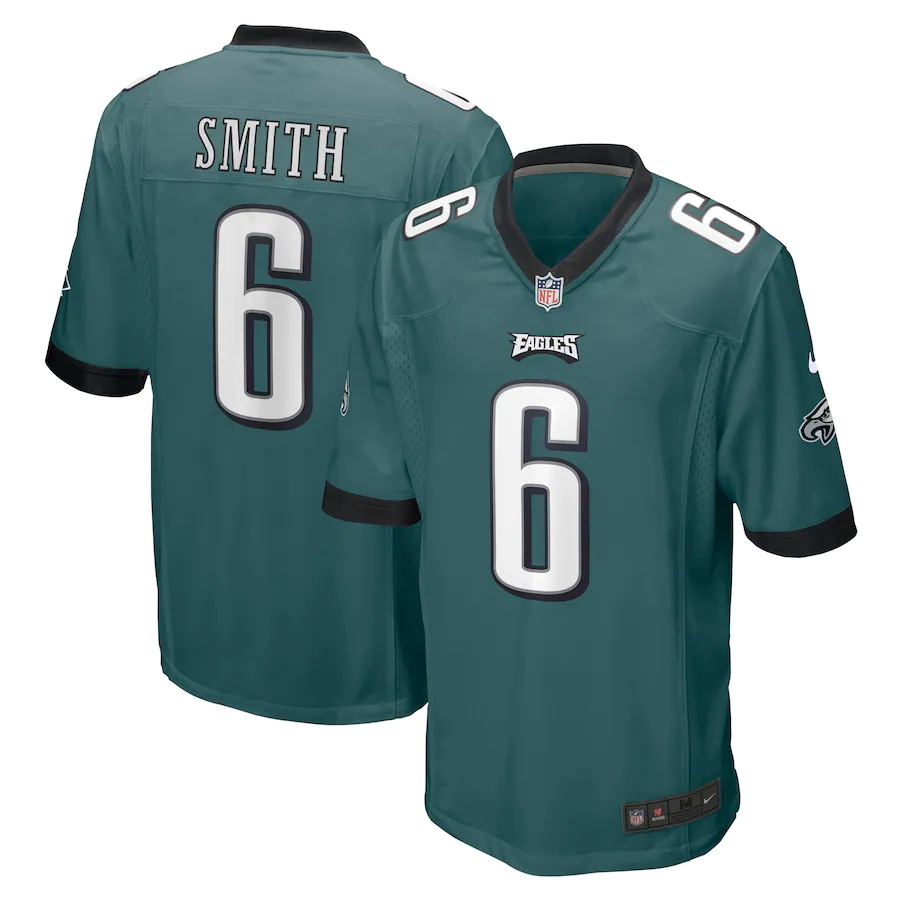 Custom Mens Philadelphia Eagles 6 DeVonta Smith Nike Midnight Green 2021 NFL Draft First Round Pick Game Jersey